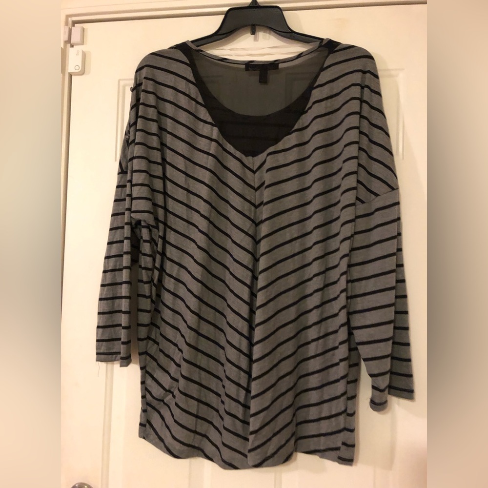 Lena Shirt - Size 22/24 - Black & Gray with Button Detail on Sleeves
